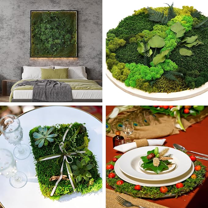 Dried Moss Table Runner Preserved Moss Mat Artificial Green Moss Roll - Image 7