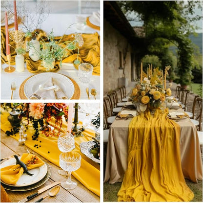 6 Pack Gold Cheesecloth Table Runner 35 x 120 Inch | Boho Gauze Fabric - Image 7