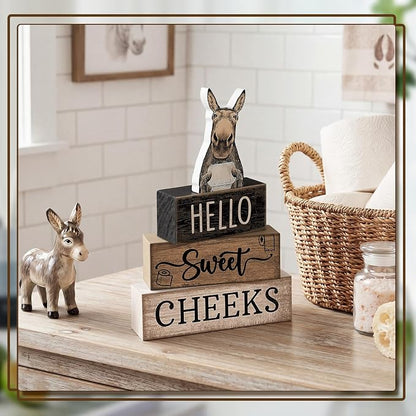 Moucuny 4 Pcs Donkey Bathroom Decor Set Farmhouse Bathroom Decor and - Image 4
