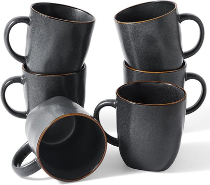 famiware Coffee Mugs Set of 6, Ocean Square 13oz Coffee Cup Set by Famiware