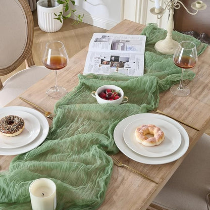 12 Pack Sage Green Cheesecloth Table Runners, 120 Inch 10Ft Moss Gauze Table - Image 5