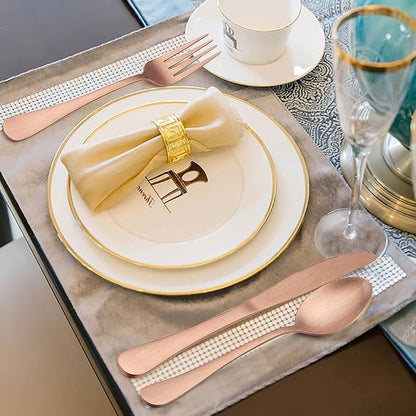 LIANYU 40 Piece Matte Copper Silverware Set, Rose Gold Flatware Set - Image 7