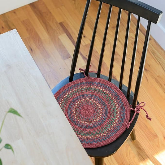 Homespice Jamestown Jute Braided Kitchen Chair Pads 15x15 Set of 2 - Vibrant Colors, Naturally Comforting & Reversible