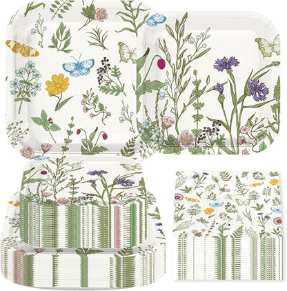 200Pcs Wildflower Spring Butterfly Party Decorations, Serves 50 | Colorful by Greencian