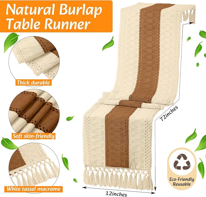 4 Sets Boho Decoration Placemats Round Woven Placemats, Cloth Napkins, Wood - Image 4