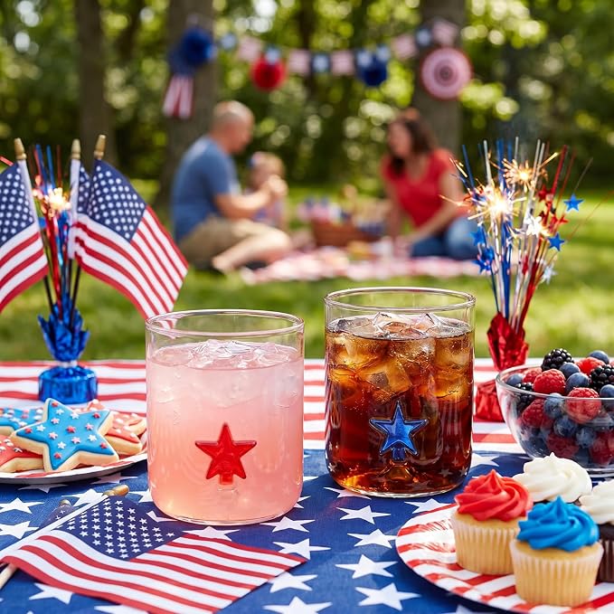 Potchen 2pcs Patriotic Icon Juice Glass 9oz Stemless Wine Glasses American Red - Image 3