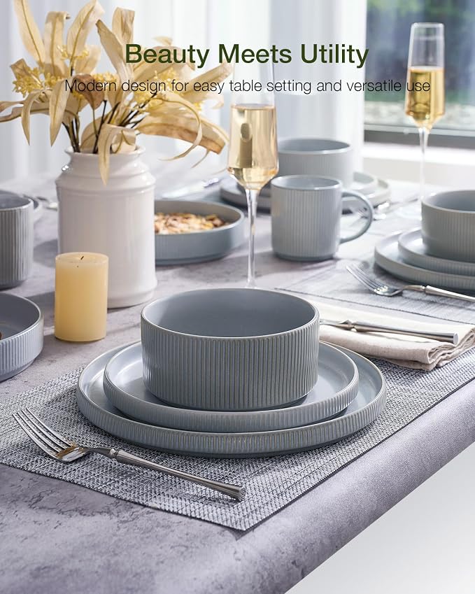 Famiware Star Stoneware Dinnerware Set, Reactive Glaze Plates & Bowls - Image 2