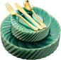 YOUBET 125PCS Clear Green Plastic Plates by YOUBET