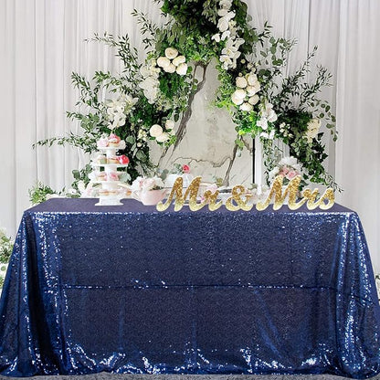 ShinyBeauty Sequin Tablecloth 60x102 Inches Navy Blue Cake Rectangle Tablecloth by ShinyBeauty