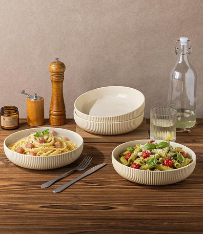 8.5" Ceramic Pasta Bowls Set of 4, Salad Bowls | Versatile Serving Bowls - Image 5