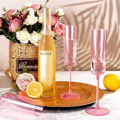 Ciaell 24 Pack Pink Plastic Champagne Flutes - Image 5