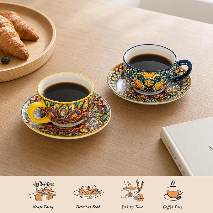 Henten Home Ceramic 8.5 oz Coffee Cups, Latte Cup - Image 5