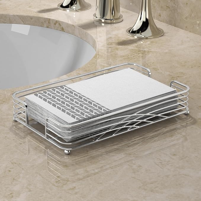 Guest Towel Holder Tray for Bathroom Countertop, Powder Room & Vanity Use - Image 2