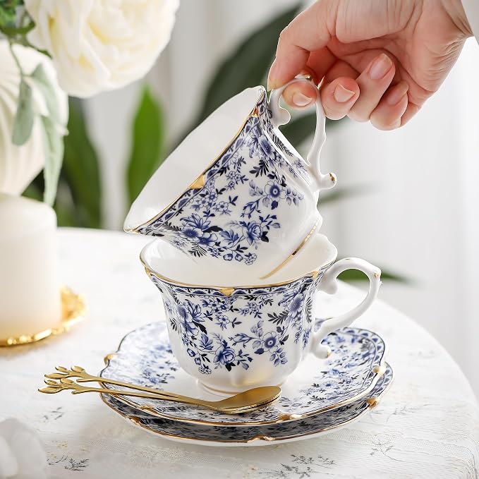 Country Roses Porcelain Tea Cup and Saucer Set - Image 3