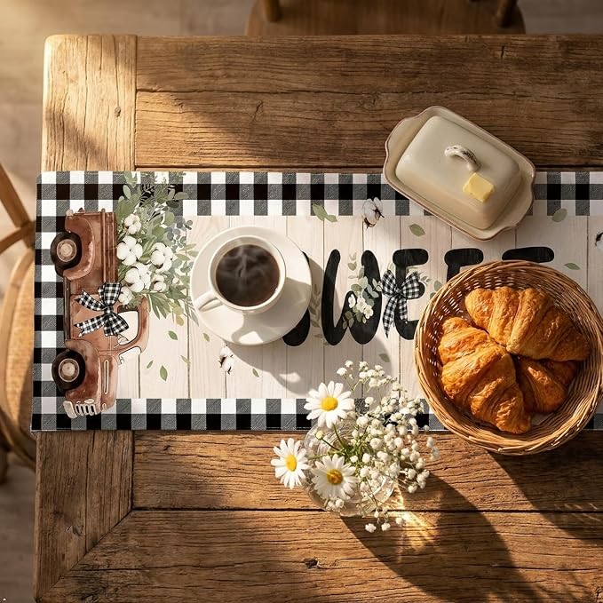 Farmhouse Table Runner, 90 x 13 inches, Rustic Country Decor - Image 5