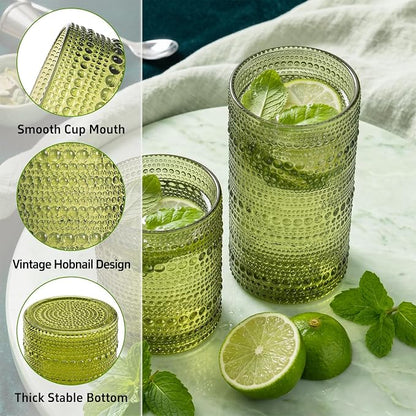 Hobnail Drinking Glasses Set of 12 Kitchen Glass Cups Glassware - Image 3