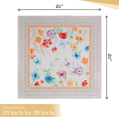 Maison d' Hermine Cloth Napkins Set of 4 100% Cotton Everyday Reusable Square Napkins Cloth Washable Dinner Party Wedding Restaurant Valentines Day Decorations Spring/Summer(Summer Whisper, 20" x 20")