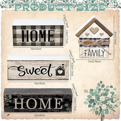 Moucuny 4 Pcs Farmhouse Table Decor Rustic Home Sweet Home Farmhouse Tiered - Image 2
