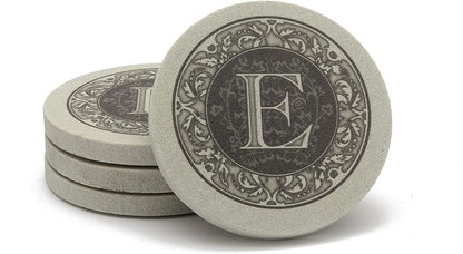 Thirstystone Monogram Natural Sandstone Coaster 4 Pack | 4" Diameter, - Image 4