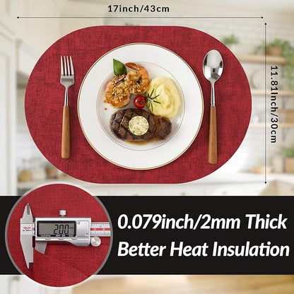 Placemats Set of 6, 11.8 x 17 Inch, Waterproof Wipeable Reversible PU Placemat - Image 3