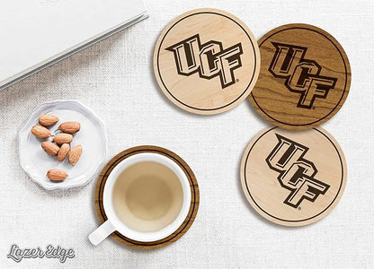 LazerEdge Central Florida Knights Wooden Coaster Set - Maple Wood - Officially Licensed Product - 4-Pack