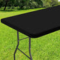 Smiry Rectangle Tablecloth, Elastic Fitted Flannel Backed Vinyl Tablecloths for 5ft Folding Tables, Waterproof Wipeable Table Covers for Indoor, Outdoor, Picnic and Camping (Black, 30"x60")
