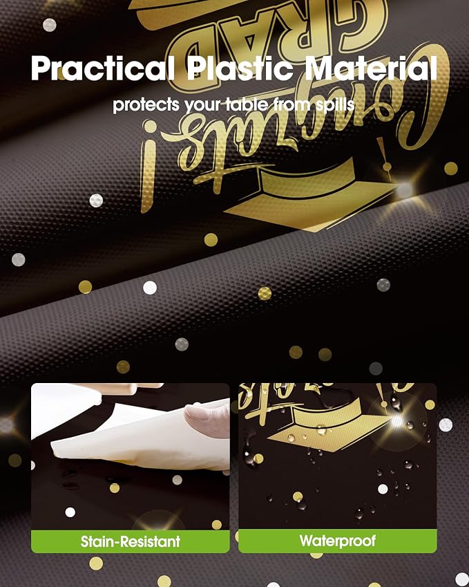 Pureegg Graduation Decorations 2026 Plastic Tablecloth Disposable 12 Pack - Image 4