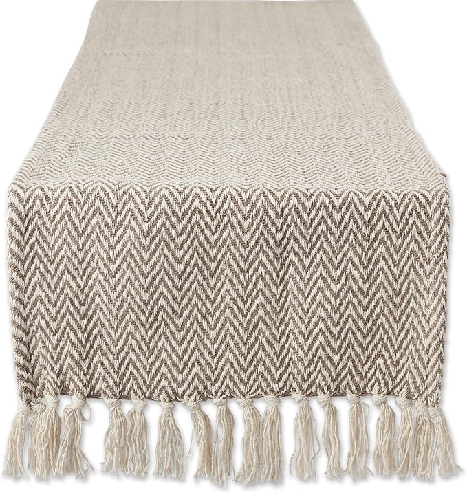 DII Woven Basic Tabletop Collection, Chevron Table Runner, Dark Brown by DII