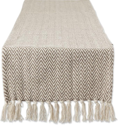 DII Woven Basic Tabletop Collection, Chevron Table Runner, Dark Brown by DII