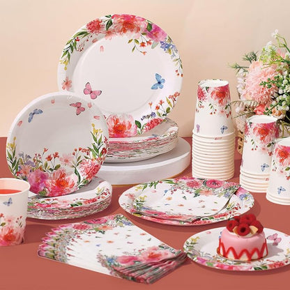 Funnymoom 250 Pcs Floral Party Decoration Wildflower Paper Plates Cups and - Image 6