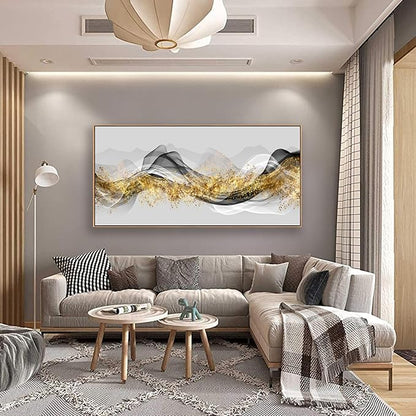 Tucai Decor Wall Art Modern light Luxury Abstract Gold ink Landscape Canvas Wall Art for Living Room and Bedroom Color Pictures Artwork Home Decor Canvas Print Wall Decor Ready to Hang 20x40inch (Framed)
