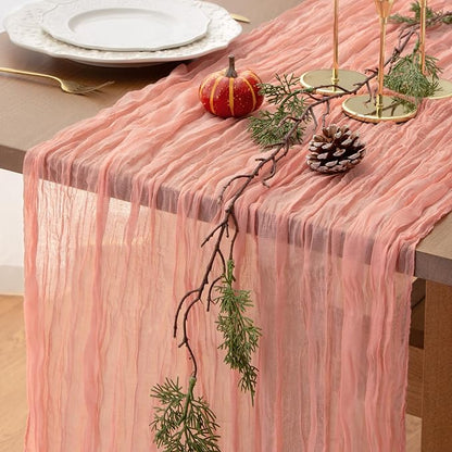 Pink Cheesecloth Table Runner Girl Baby Shower Bridal Decorations | 35x120 by FEXIA