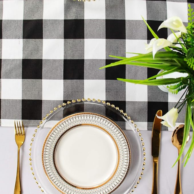 ShinyBeauty 4 Pack Checkered Table Runners - Image 2