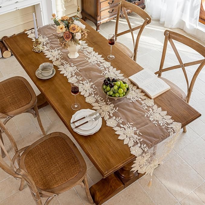 Embroidered Lace Table Runner - Image 3
