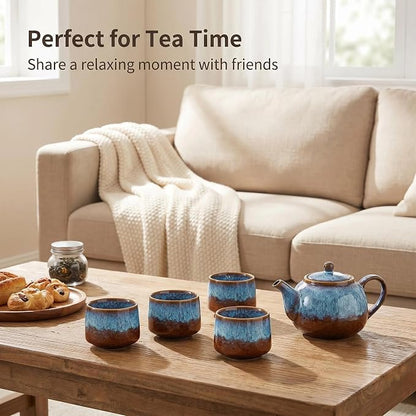 Japanese Tea Cups Set of 4pcs, 7oz/205ml Elegant Ceramic Matcha Cups - Image 4