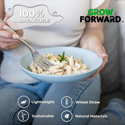 Grow Forward Premium Wheat Straw Pasta Bowls - 30oz Unbreakable Wide & Shallow - Image 4