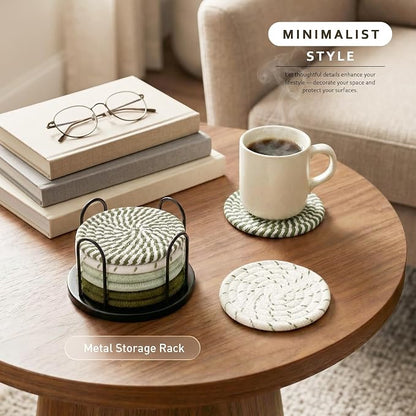 Lazebox Coasters Set of 8 for Drinks, 4 Inch Large Coasters for Coffee Table - Image 2