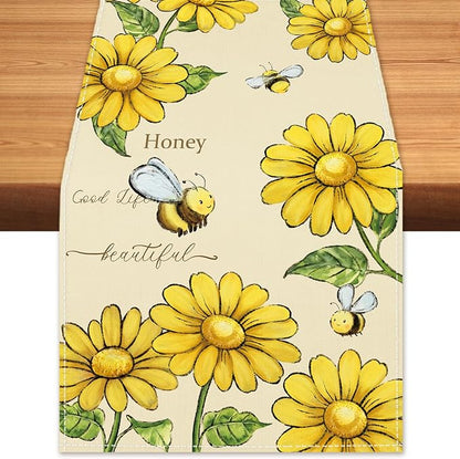 Summer Bee Sunflower Table Runner Home Sweet Home Burlap Table Runners by BEAUTYROMANCEFORYOURLIFE
