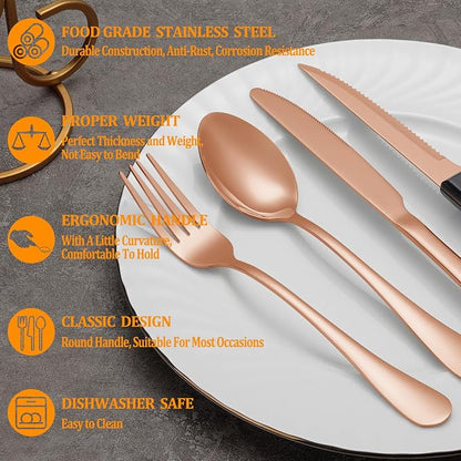 48 Pcs Rose Gold Silverware Set - Image 3