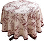 ISAENNE Designer Vintage Linen Small Round Tablecloth,Red Floral Pattern Linen Stain Resistant Table Cloth,Decor Tablecloths for Dining Thanksgiving Kitchen Tea Party,Diameter 55"-Harmony