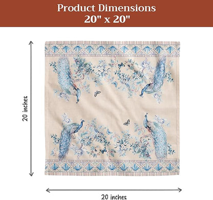 Maison d' Hermine Napkins 100% Combed Cotton Premium Set of 4 Decorative Cloth Napkin Washable Dinner Napkins for Holiday, Dinner, Wedding & Dining - Peacock Utopia - Sandy Beach (20”x20”)