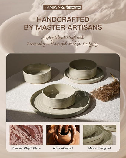 Dinnerware Set for 4, Ceramic Plates & Bowls - Image 6
