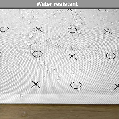 Ambesonne Xo Place Mats Set of 4, Hand Drawn Geometrical Pattern Classic Game Tic Tac Toe in Black White Colors, Washable Fabric Placemats for Dining Room Kitchen Table Decor, Black White