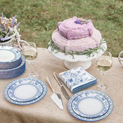 180PCS Blue White Paper Plates and Napkins Party Supplies Serve 60 | Disposable - Image 7