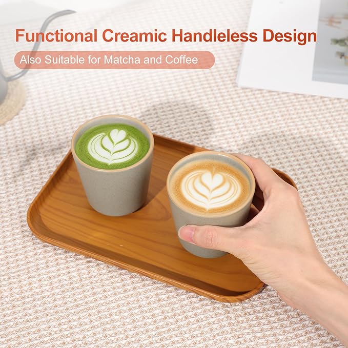 6.7 Ounce Janpanese Tea Cup Set of 4, Matte Grey | Ceramic Matcha Cup - Image 3
