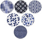 AD Set of 6 Coasters for Drinks Absorbing Round Ceramic Stone Coaster with Cork Base,Tabletop Protection Mat for Mugs and Cups,Office,Kitchen (Shibori)