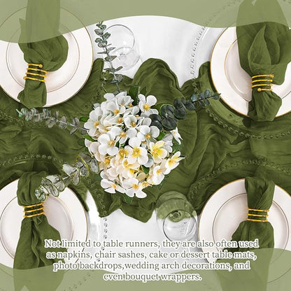 4 Pack Olive Green Table Runner 17 x 108inch Cheesecloth Table Runner Boho - Image 7