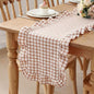 HunnmingRe 1 Pc Gingham Table Runner Brown, 118 X 13.8 Inch | Cotton Dresser by HunnmingRe