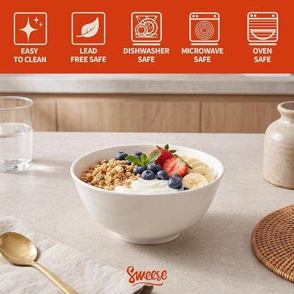 Sweese 10 oz Ceramic Bowls Set of 6, Oatmeal and Snacks, Stackable Small - Image 7