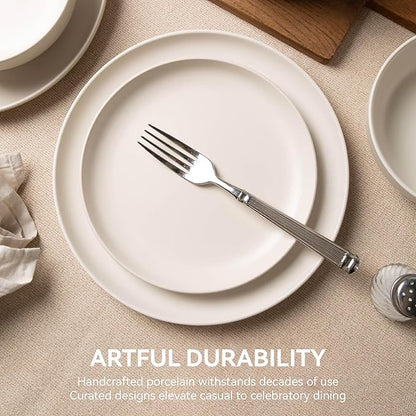 12-Piece Matte White Dinnerware Set,Stoneware Dinnerware for 3, Microwave & Dishwasher Safe, Stackable Design for Kitchen and Dining - Plates,Bowls and Mugs